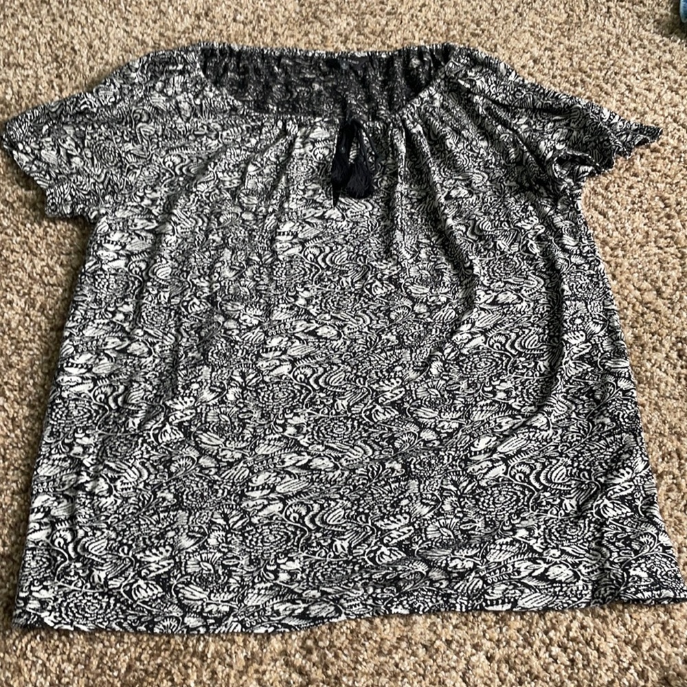 Lucky Brand Black and White Floral Print Top